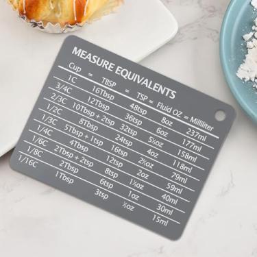 Imagem de 1 ímã de tabela de conversão de cozinha, tabela de conversão de aço inoxidável para geladeira (cinza