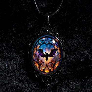 Imagem de Colar com pingente de vidro gótico para mulheres, sol e lua, estilo punk, vintage, corrente de corda de camafeu lunar, acessórios de bruxa, joias modernas, dia dos namorados, standard, Vidro, Sem