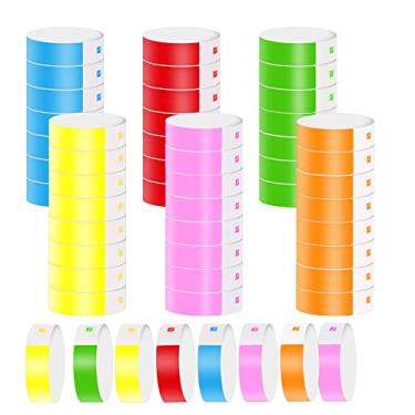 Imagem de 600 pulseiras de neon, pulseiras de papel à prova d'água, pulseiras coloridas para eventos, festas, festivais, shows e feiras, Medium, Papel, Sem Pedra Preciosa