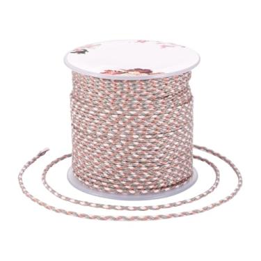 Imagem de Corda de algodão macramê de 21,8 metros de 1,5 mm, cordão de polialgodão com 4 camadas com fio dourado para artesanato faça você mesmo, tricô, pendurar na parede, cabide de plantas (Camel)