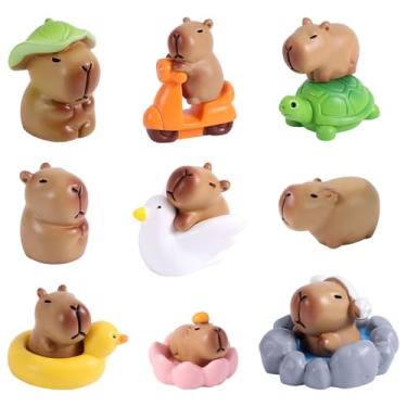 Imagem de 13 mini estatuetas de capivara de resina, brinquedos de animais colecionáveis para decoração de painel de carro, enfeites de mesa de jardim em miniatura, decoração de casa, artesanato, caixa cega