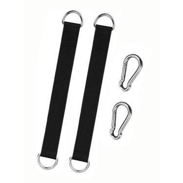 Imagem de 2 peças de alças de balanço de árvore, kit de pendurar para balanço de árvore, alças para pendurar para rede giratória (preto)