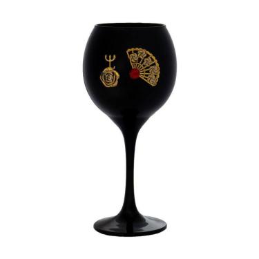 Imagem de Taça Preta Pomba Gira Leque Rosa Trid Pr 400Ml 20Cm Celebra