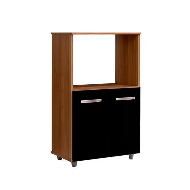 Imagem de Balcão Multiuso Para Cozinha Micro-ondas 2 Portas Taiane Savana / Preto