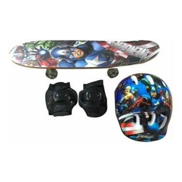 Imagem de Skate Infantil Vingadores Capacete E Joalheira - brinquedo