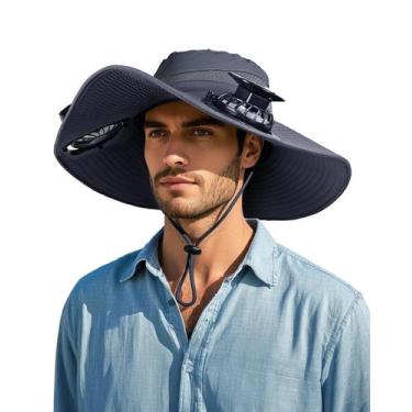 Imagem de Chapéu: ventilador solar FANSEXPERT, aba larga, UPF 50+, aba de 12 cm