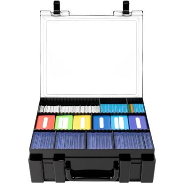 Imagem de Trading Card Storage Case Holds 2400+，Deck Box Compatible with MTG/for PM TCG/ for Against Humanity/ for Toploader Cards, Fit for 3"×4" Plastic Card Sleeves and Dice with 6 Dividers(Holder Only)-Black