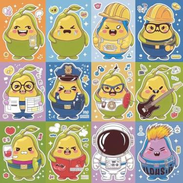 Imagem de Adesivo Kawaii Fofo para Crianças Decorativo para Quarto e Cadernos com Emojis Animais e Frutas 40x40cm