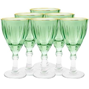 Imagem de Jogo De Taças Dominic Verde Filete Dourado 275ml - 6 Pçs