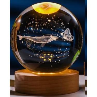 Imagem de Luminária de Mesa Bola de Cristal com LED - Luz Noturna para Quarto, Presente Decorativo 3D para Natal e Aniversário(2002-11)