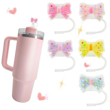 Imagem de 5 peças YKL Bow Stanley Straw Topper Cup Accessories Cobertura de palha Toppers para copos Stanley