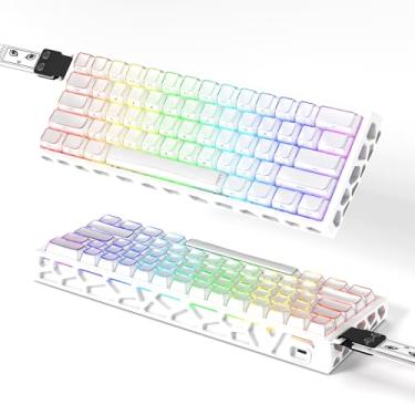 Imagem de BOYI Teclado para jogos com interruptor magnético H60Pro, 60% alumínio oco efeito Hall Gatilho Rápido Hot-Swap Taxa de Polling 0,01 mm RT RGB Teclado mecânico com fio (teclas PBT de geleia de cristal
