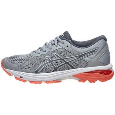 Imagem de ASICS Tênis de corrida feminino GT-1000 6, Cinza médio/carbono/coral flash, 6 D US