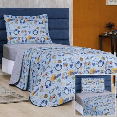 Imagem de Kit Colcha + Jogo de Cama Bouti Kids Solteiro Infantil 5 Peças 100% Po