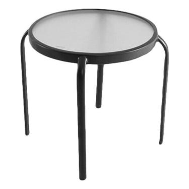 Imagem de Mesa De Apoio Em Metal E Vidro 45cm Cinza Grafite