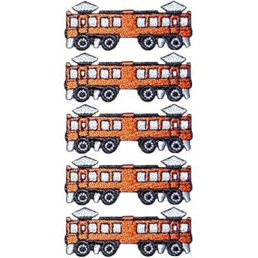 Imagem de Papapatch Conjunto 5 de pequenos mini trem a vapor fofo retrô desenho animado de motor infantil reparação de roupas bolsas decalque aplique decorativo ferro costurado em adesivos bordados (TRAIN-03