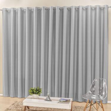 Imagem de Cortina Madri 2,00M X 1,70M Cinza Liso Tecido Semi Blackout Para Sala Ou Quarto