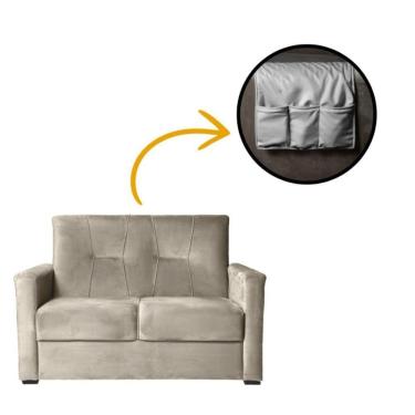 Imagem de Sofá Pequeno 2 Lugares 1,35 Porta Controle No Braço Alice Bege