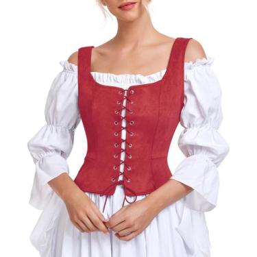Imagem de Costume Century Star Renaissance Corset Pirate Wine Red M