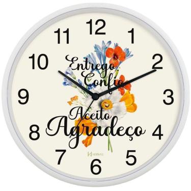 Imagem de Relógio De Parede Herweg 26 Cm Com Tic Tac 660134 Branco - Branco