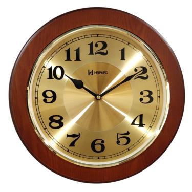 Imagem de Relógio De Parede Herweg De Madeira E Alumínio Escovado