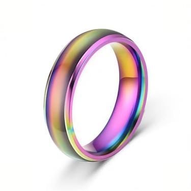 Imagem de Zannthra Anel de humor para mulheres e crianças com mudança de cor sensível à temperatura, presente divertido, acessório de moda, rastreador de bem-estar emocional, 10, Aço inoxidável, Sem pedra