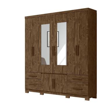 Imagem de Guarda Roupa 8 Portas Com Espelho Porto Plus Castanho Wood