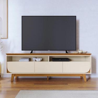 Imagem de Rack Bancada 3 Gavetas Tvs Até 75 Polegadas Selene - Cinamomo-off White Cinamomo-off White