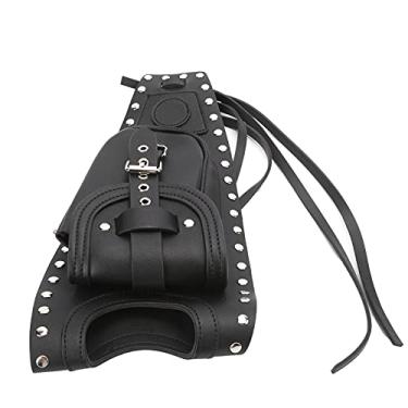Imagem de Bolsa de Tanque de Combustível de Motocicleta de Couro Artificial Preto Com Design de Rebite para XLX1000 XL1200X XLH883 - Se Encaixa Em Tanques de 3,3 Galões, Instalação Fácil