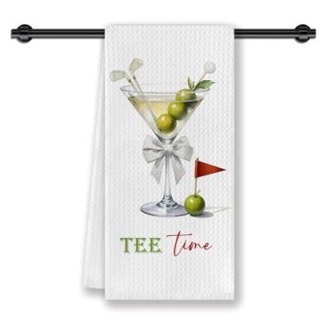 Imagem de CosxHabitat Coquette Bow Toalhas de prato de cozinha para coquetéis de golfe, presentes de coquetel para mulheres, meninas, amantes de golfe, toalhas de chá de mão para decoração de carrinho de