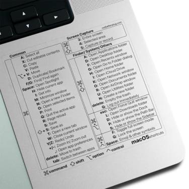 Imagem de Adesivo Afterplug para teclado Mac OS, mais de 50 atalhos para MacBook Pro e Air de 13 a 16 polegadas (azul celeste, cinza espacial, prata e luz das estrelas), vinil livre de resíduos, transparente