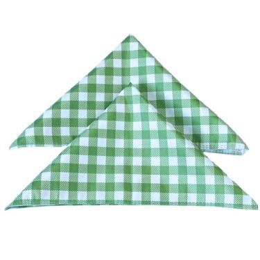 Imagem de Kit 12 Pçs Guardanapo 12 Lugares Allegra 35x35cm Estampa Digital Tecido Microfibra Verde Xadrez