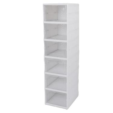 Imagem de SUNGOOYUE Caixa de Armazenamento de Sapatos Transparente Dobrável, Organizador Empilhável, Economizador de Espaço, Suporte de Recipiente para Armário, Material Ps (6 camadas)