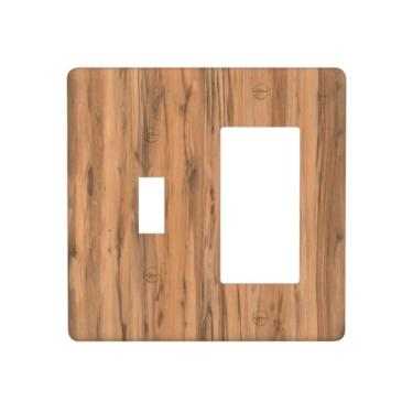 Imagem de Nadoabtm Capas de tomada marrom quente grão de madeira sintética 1 interruptor 1 interruptor 1 placa de parede elétrica decorativa para interruptor de luz placa de cobertura para decoração de cabine