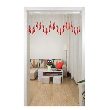 Imagem de ZJYWMM Cortina com contas de cristal cortinas de corda de porta painel de tela de borla banheiro quarto passagem de porta, tamanho personalizável (cor: vermelho, tamanho: 160 x 60 cm - 45 ações)