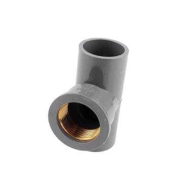 Imagem de 1 peça T reduzido PVC latão rosca fêmea 3 vias conector de PVC cobre rosca fêmea acessórios para tubos de irrigação (25 mm x 1 l2 polegadas)