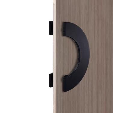 Imagem de STXYANGV Ferragens de porta redondas pretas foscas, maçanetas de alumínio sólido, maçanetas de porta de vidro de madeira costas para trás, para escritório/hotel/porta frontal de entrada (tamanho