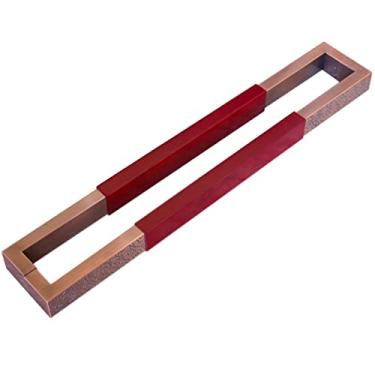 Imagem de Maçaneta de porta de madeira Maçaneta de madeira para porta de celeiro deslizante, barra de puxar moderna resistente, 80 cm, 120 cm, maçaneta retangular (cor: vermelho, tamanho: 120 cm/47 polegadas)