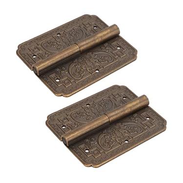 Imagem de Acouto 2 Conjuntos de Dobradiças Decorativas de Latão Antigo - Vintage Resistente à Corrosão, Móveis de Bronze, Dobradiças de Topo para Porta, Armários de Cozinha, Guarda-roupas e Caixas de Madeira