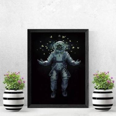 Imagem de Quadro Astronauta Com Borboletas 24X18Cm - Com Vidro - Quadros On-Line