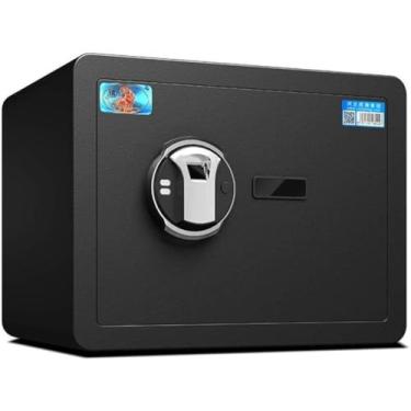 Imagem de Cofre eletrônico de impressão digital, antifurto, à prova de fogo, à prova d'água, aço seguro para casa e escritório, pequeno depósito com trava de alta segurança (madeira, 26 x 35 x 26 cm)