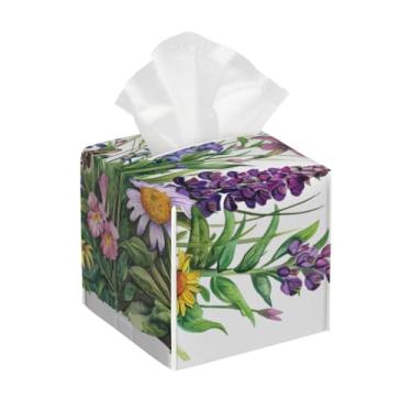 Imagem de Porta-lenços de papel quadrado de couro, impermeável, colorido, borboleta, organizador de papel facial com cinto inferior, estojo de lenços para mesa, banheiro, escritório, mesa, carro, decorativo