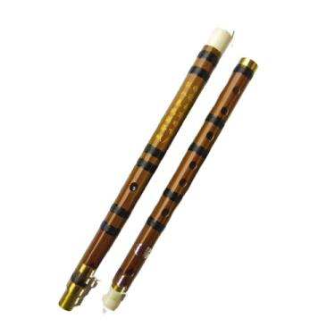 Imagem de Flauta de bambu vintage para iniciantes praticarem a linha preta F tune uma seção do instrumento de sopro