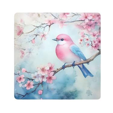 Imagem de SEHANY Saco de maquiagem de pano autoadesivo colorido flores primavera pássaro mágico protetor portátil para lente de câmera envoltório cosmético, bolsa de maquiagem aberta para mulheres, itens