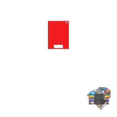 Imagem de Kit Caderno Brochura Tilibra Capa Dura Vermelho 80 Folhas + Caneta Trigel Metálica 10 Cores + Marcador Artístico Brush Dual Tip 10 Cores