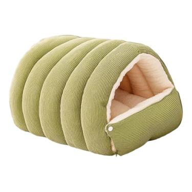 Imagem de Generic Cama aconchegante para animais de estimação, estilo caverna de inverno, com almofada removível, confortável e prática. Abrigo para gatos em algodão PP, Green M