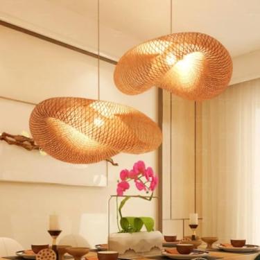 Imagem de Pendente Lustre de Bambu Honolulu 50cm Fiação Preta ou Madeira c/Lâmpada Filamento TrendDecor (Laranja, Fiação preta)