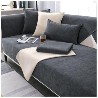Imagem de SPXMQSS Capas de sofá para sofá seccional, capas de sofá macias, capa de sofá de chenille de 1/2/3/4 lugares, antiderrapantes, capas de almofada de sofá em forma de L, protetor de móveis A 110 x 180