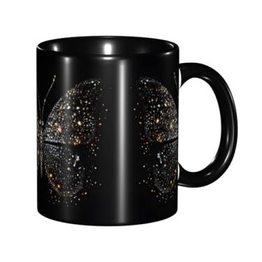 Imagem de Zeraoke Canecas de café criativas com estampa de borboletas de strass, personalizadas, presente para a família, tamanho de 325 ml, unissex