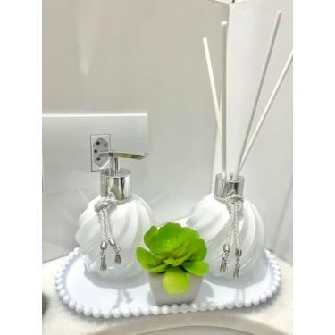 Imagem de KIT PORTA SABONETE E DIFUSOR COM BANDEJA E VASINHO - VIDRO